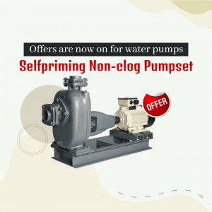 Image of a selfpriming non-clog pumpset with an offer tag.