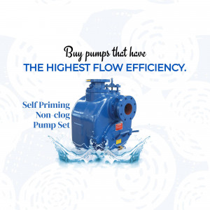 Blue self-priming non-clog pump set with water splashes