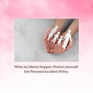 Hands holding paper cutouts of a family with text promoting personal accident insurance.