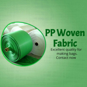 Rolls of green and white PP woven fabric for bag making