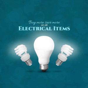 Image of light bulbs with text 'Buy more save more on all ELECTRICAL ITEMS'