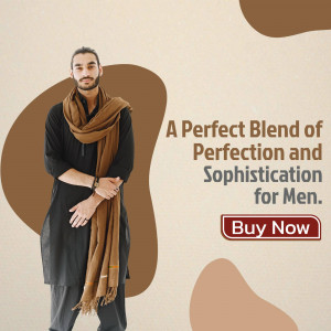 Man wearing a black kurta and brown shawl