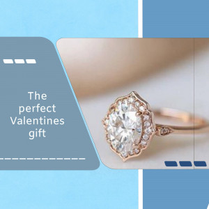 Close-up of a rose gold diamond engagement ring with a floral halo design, presented as a Valentine's Day gift.