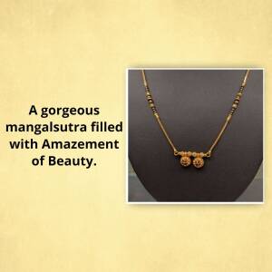 Close-up of a gold mangalsutra necklace on a dark background