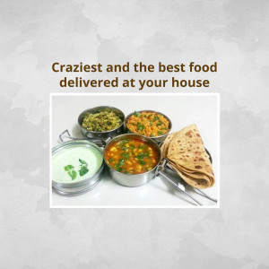 A variety of Indian dishes served in stainless steel containers with a roti.