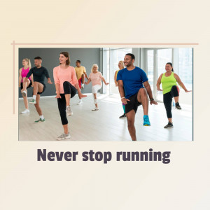 Group of people participating in an aerobics or fitness class in a studio.