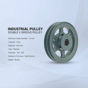 Industrial Double V Groove Pulley - Cast Iron, 3 Ton Capacity