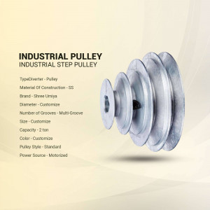 Stainless steel industrial step pulley with multiple grooves