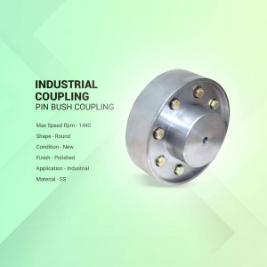 Silver industrial coupling with specifications listed
