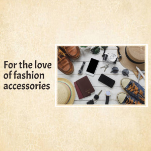 Flatlay of fashion accessories including shoes, sunglasses, phone, wallet, and hat.