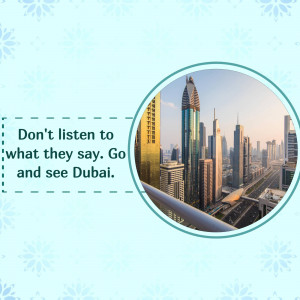 Dubai skyline with motivational quote