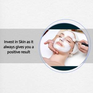 Woman receiving a facial treatment with a white mask applied.