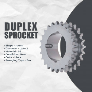 Image of a duplex sprocket with technical details