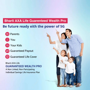 Family looking towards the future with Bharti AXA Life Guaranteed Wealth Pro insurance plan.