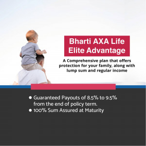 Father and son with Bharti AXA Life Elite Advantage advertisement
