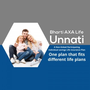 Image of a family promoting Bharti AXA Life Unnati savings plan