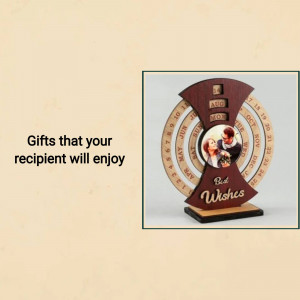 Wooden calendar gift with a photo insert and 'Best Wishes' message