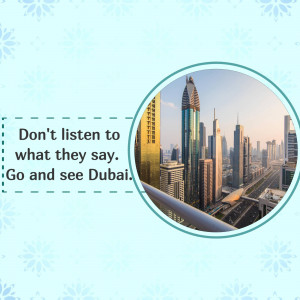 Dubai skyline with motivational quote
