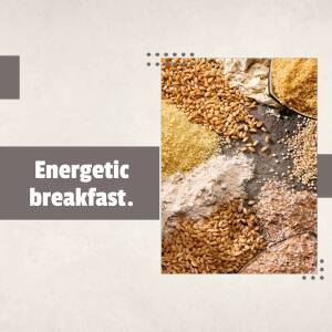 Close-up of various grains and flours for a healthy breakfast