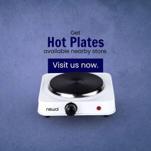 Image of a Newal hot plate with promotional text.