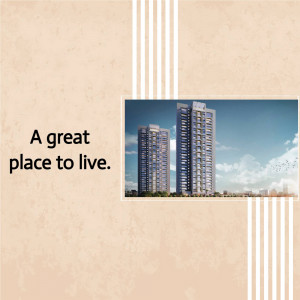 Image of a modern apartment building with text 'A great place to live.'