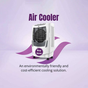 White air cooler with a 'Buy Now' button and purple accents
