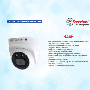 White Trueview 4G Security Camera with features listed