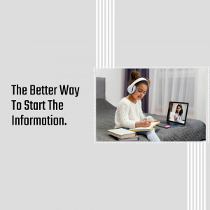Woman wearing headphones taking notes while on a video call.