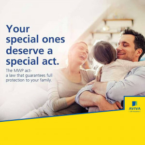 A happy family embracing, promoting Aviva Life Insurance's protection plans.