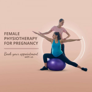 A pregnant woman receiving physiotherapy treatment from a female therapist.