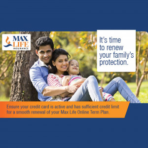 Family enjoying time together with Max Life Insurance renewal message