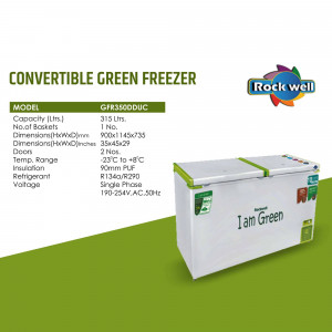 Rockwell GFR350DUC Convertible Green Freezer with specifications