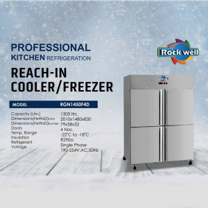 Stainless steel Rockwell reach-in cooler/freezer with specifications