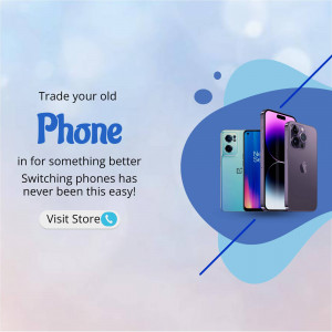 Image of smartphones with text promoting a phone trade-in offer.