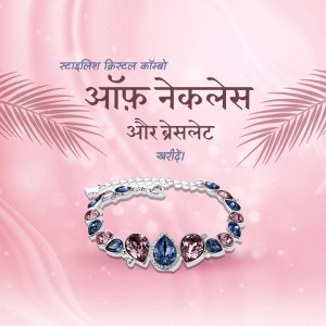 Silver necklace and bracelet with colorful crystals