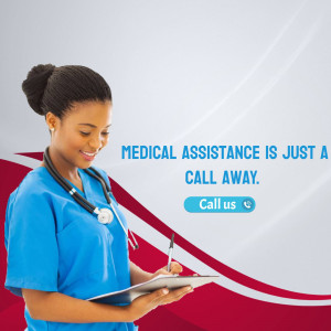 A smiling female doctor with a stethoscope looking at a clipboard and holding a pen.