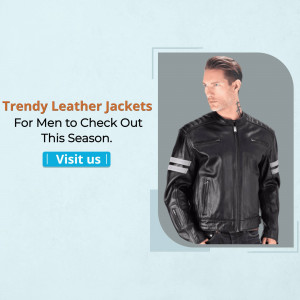 Man wearing a black leather jacket with silver stripes