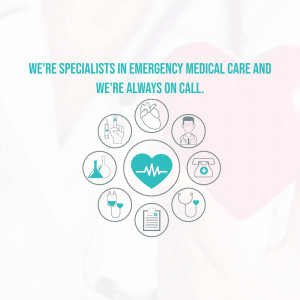 Emergency medical care services with icons representing various specialties.