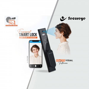 Secureye fingerprint smart lock with remote visual intercom and facial recognition