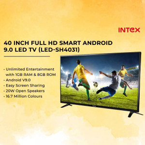 Intex 40 inch Full HD Smart Android LED TV (LED-SH4031) displaying a soccer game
