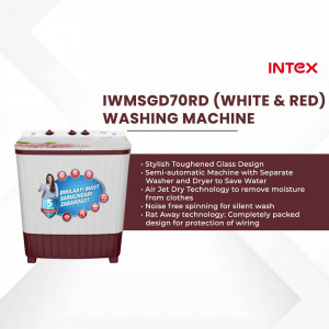 Intex IWMSGD70RD White & Red Semi-Automatic Washing Machine