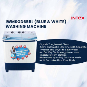 Intex semi-automatic washing machine with blue and white color scheme