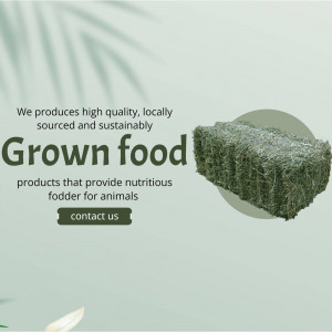 Image of hay bale with text promoting locally sourced and sustainable food.