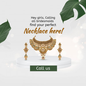 Gold bridal necklace set with earrings on a white pedestal