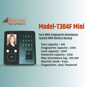 Realtime Model-T304F Mini Face and Fingerprint Attendance System with Battery Backup