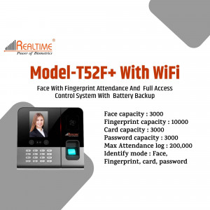 Realtime Model-T52F+ Face and Fingerprint Attendance System with WiFi