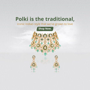 Close-up of a Polki necklace and earrings set with green gemstones.