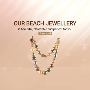 Image of beach jewellery necklaces with a 'Shop Now' button.