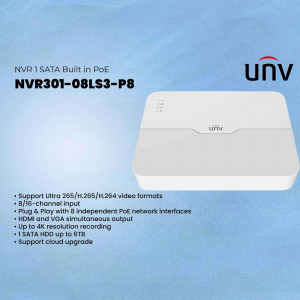 UNV NVR301-08LS3-P8 Network Video Recorder Business Poster For Telegram