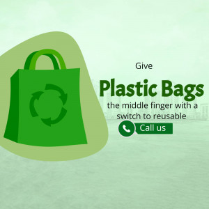 Green shopping bag with recycle symbol and call to action
